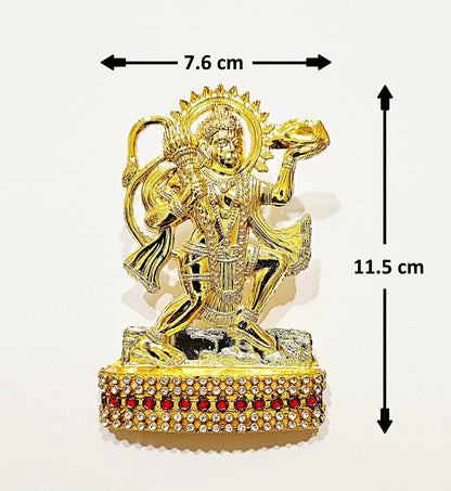 Lord Hanuman , Rare Stone Decorated, Gold Plated Idol Statue
