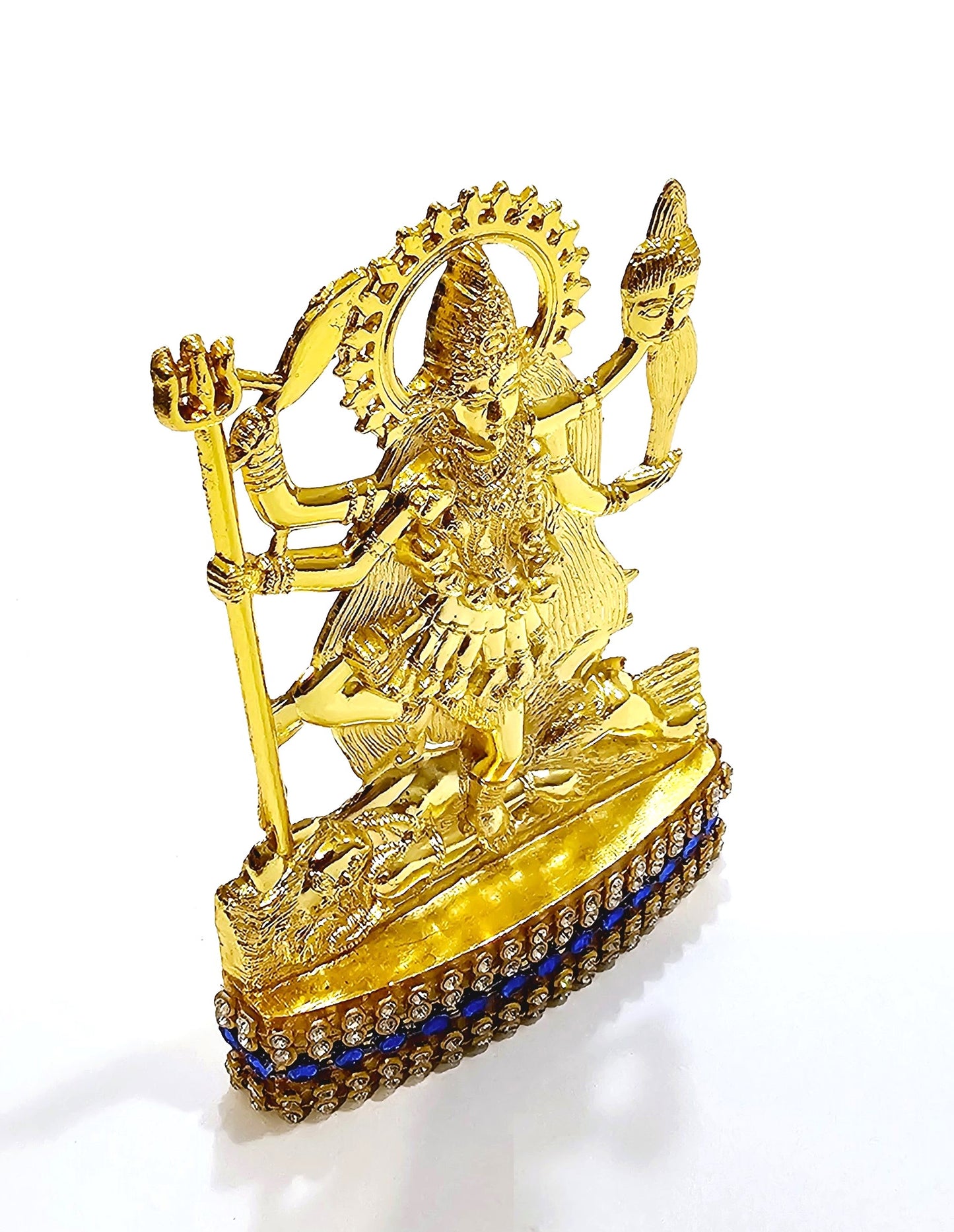 Goddess Kali Maa , Rare Stone Decorated, Gold Plated Idol Statue