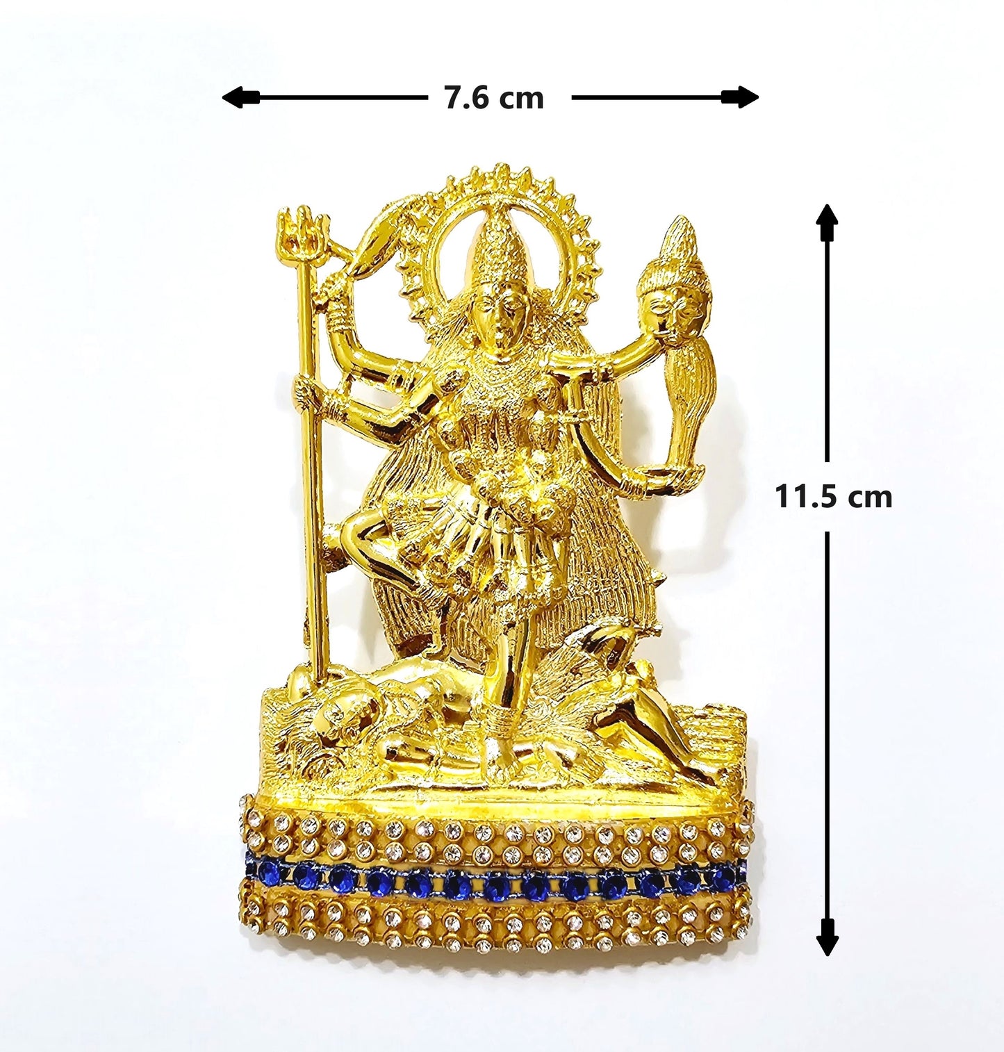 Goddess Kali Maa , Rare Stone Decorated, Gold Plated Idol Statue