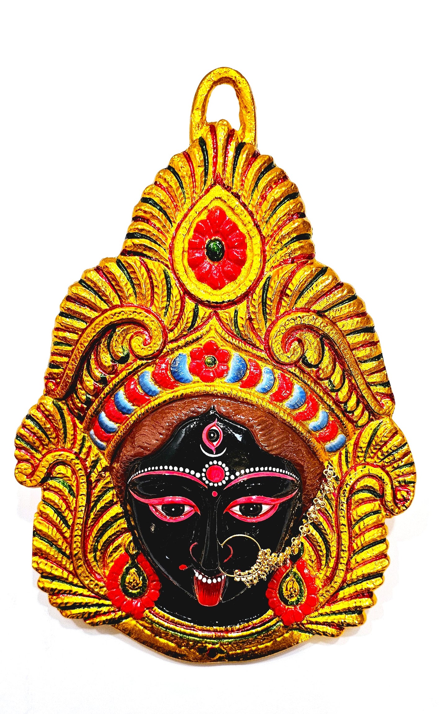 LARGE Rare Goddess Kali Maa/Mata ( Durga ) Wall Hanging Face , Large Nose Ring