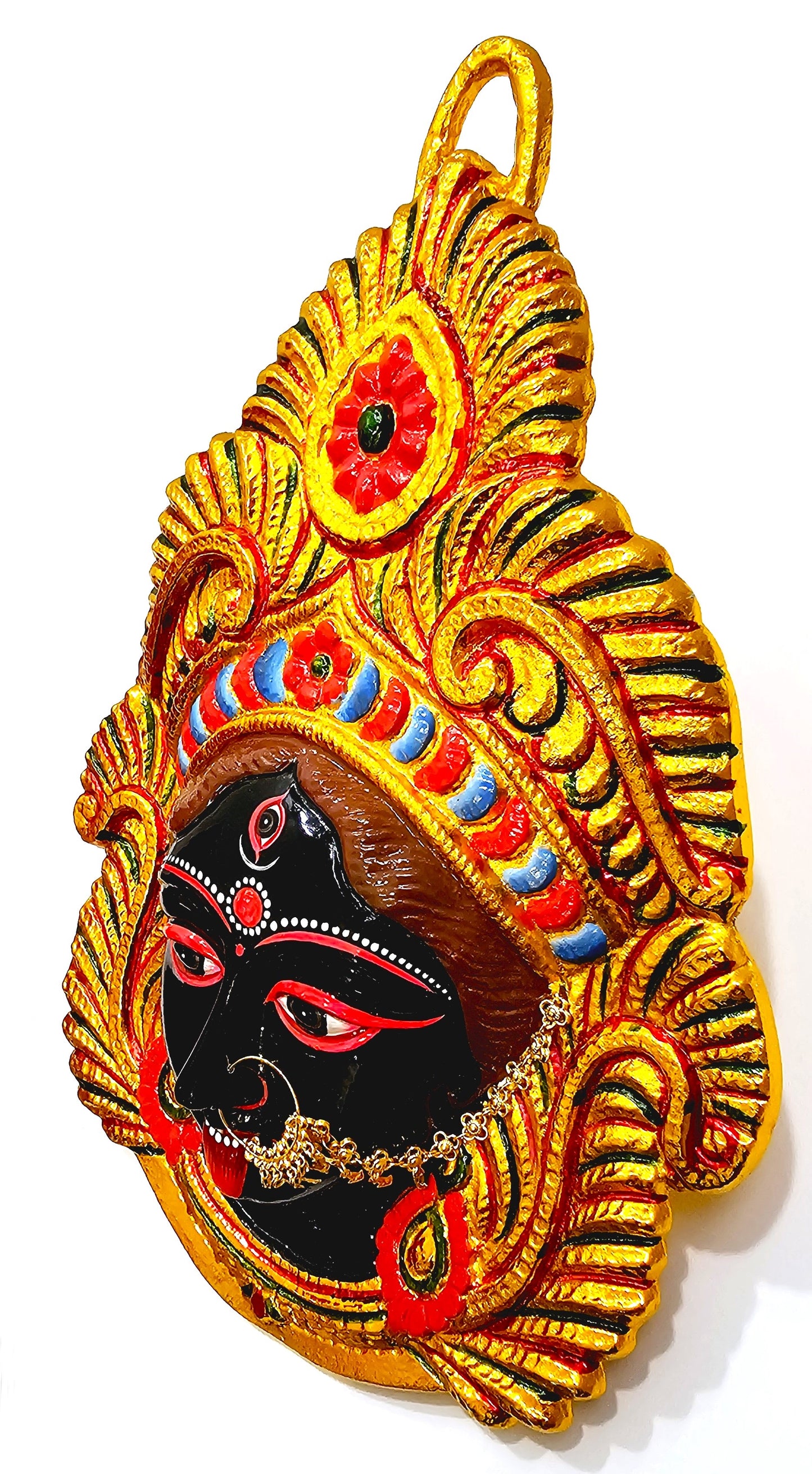 LARGE Rare Goddess Kali Maa/Mata ( Durga ) Wall Hanging Face , Large Nose Ring