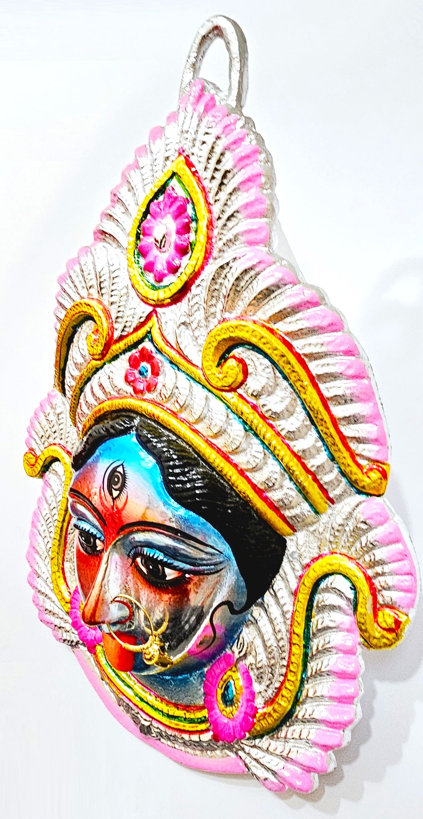 LARGE Extremely Rare Goddess Kali Maa / Mata ( Durga ) Wall Hanging Face , Large Nose Ring