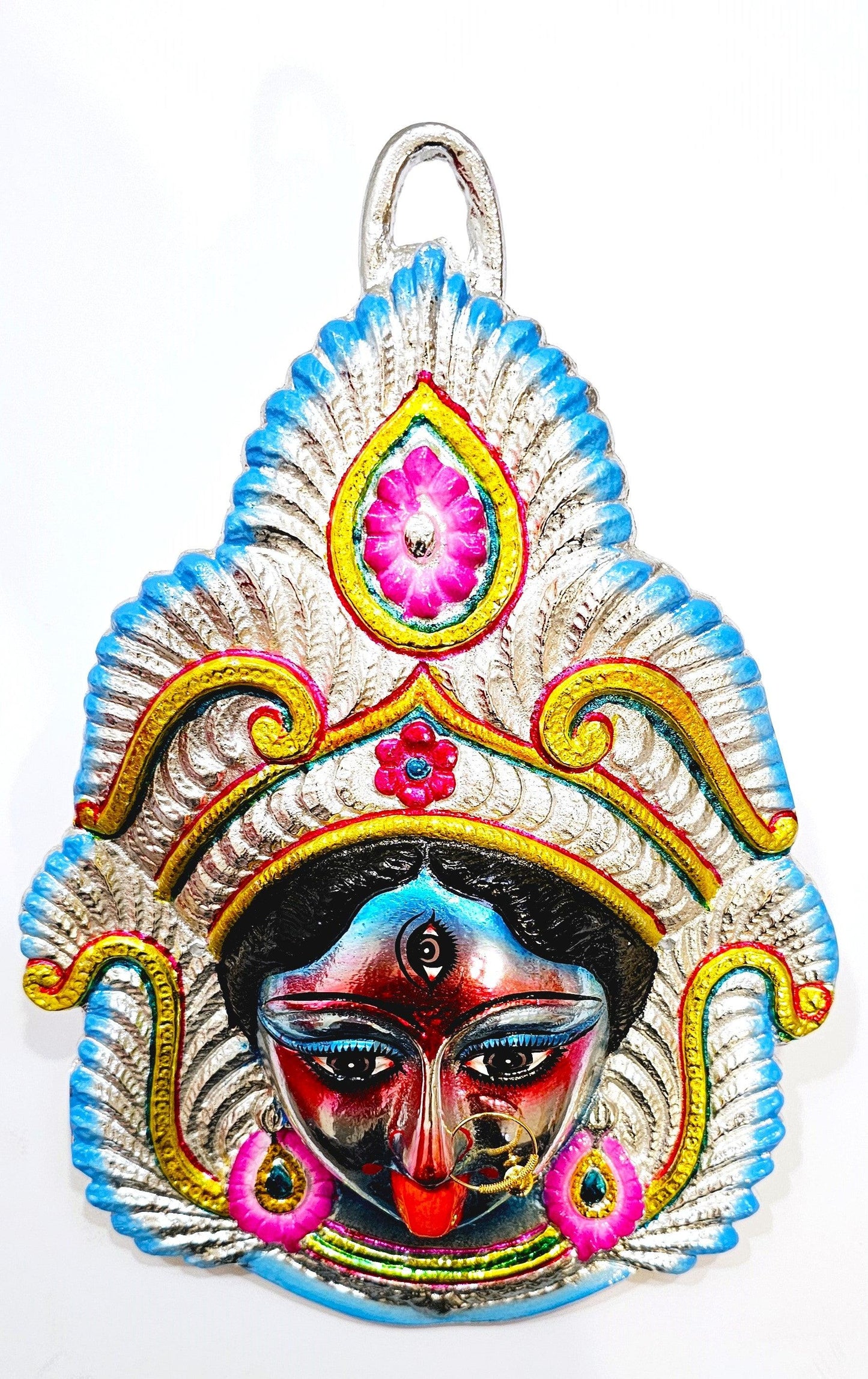 LARGE Extremely Rare Goddess Kali Maa / Mata ( Durga ) Wall Hanging Face , Large Nose Ring