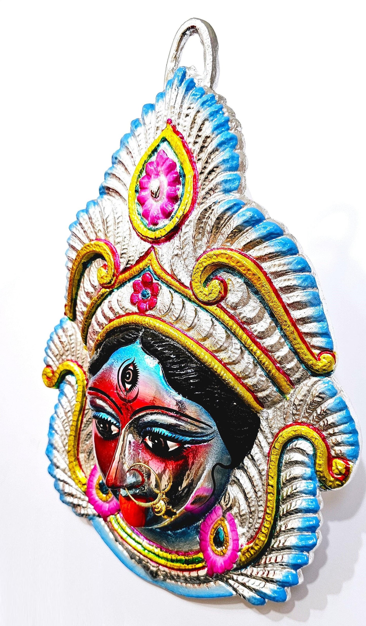 LARGE Extremely Rare Goddess Kali Maa / Mata ( Durga ) Wall Hanging Face , Large Nose Ring