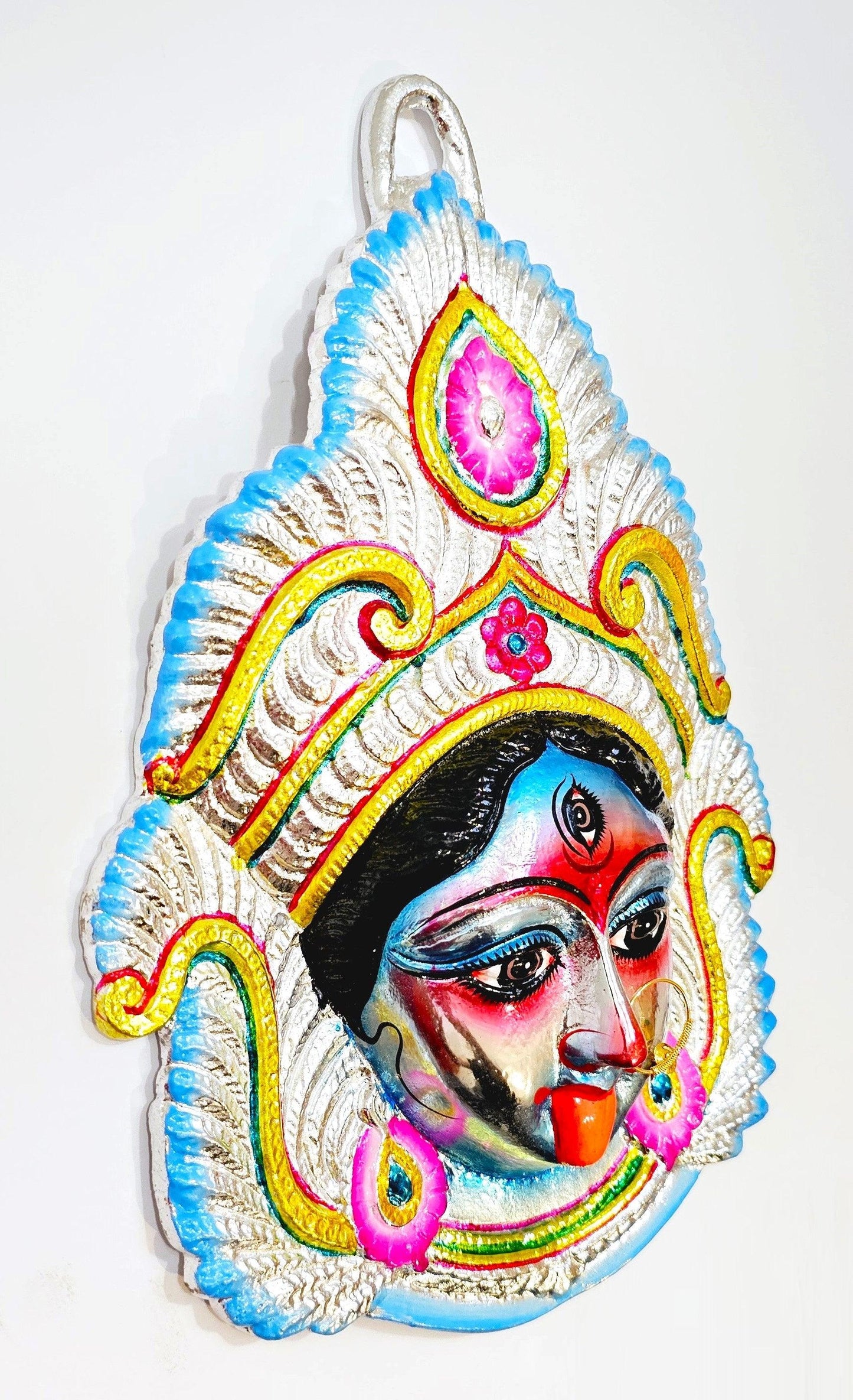 LARGE Extremely Rare Goddess Kali Maa / Mata ( Durga ) Wall Hanging Face , Large Nose Ring