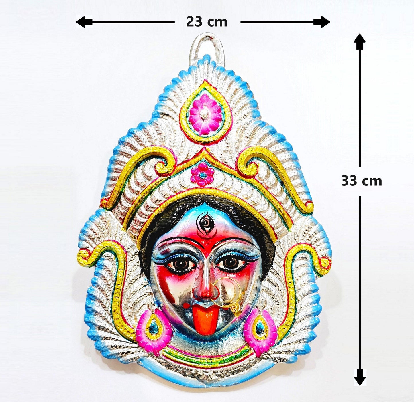 LARGE Extremely Rare Goddess Kali Maa / Mata ( Durga ) Wall Hanging Face , Large Nose Ring