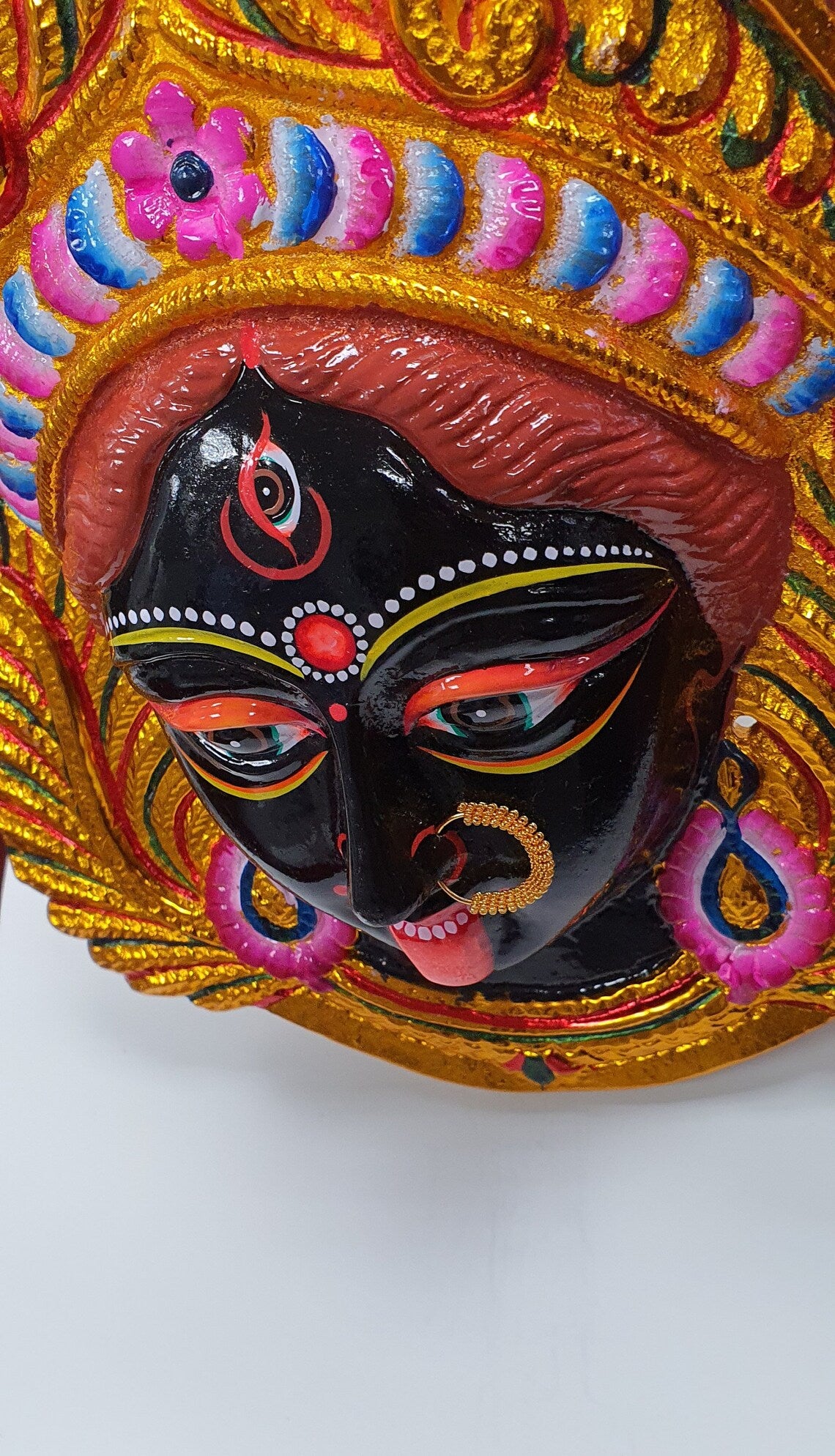 LARGE Rare Goddess Kali Maa/Mata ( Durga ) Wall Hanging Face With Nose Ring