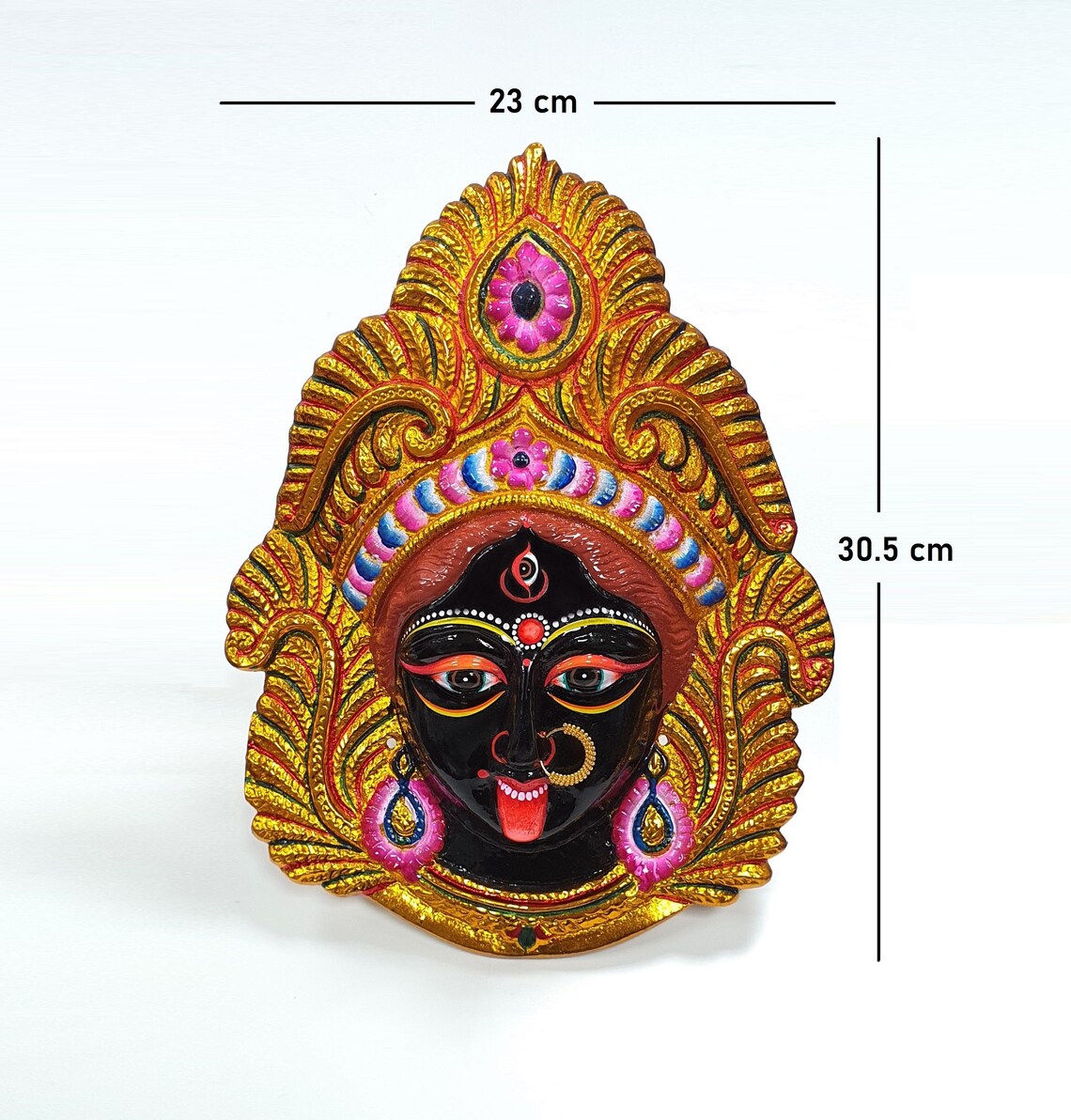 LARGE Rare Goddess Kali Maa/Mata ( Durga ) Wall Hanging Face With Nose Ring