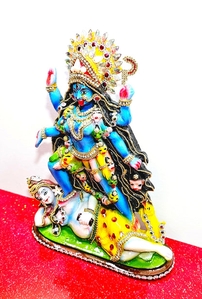 Rare hand decorated Goddess Kali Maa Lord Shiva Statue