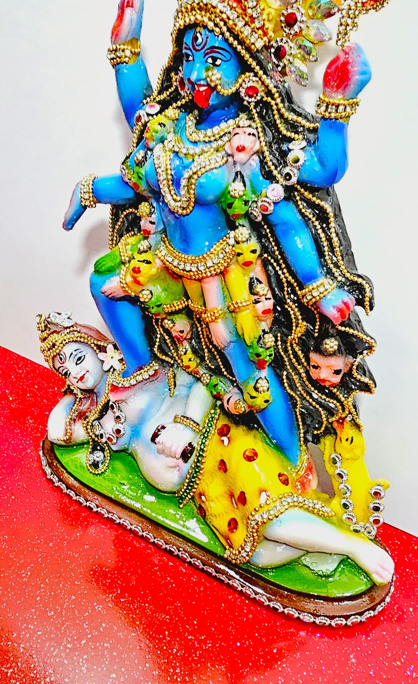 Rare hand decorated Goddess Kali Maa Lord Shiva Statue