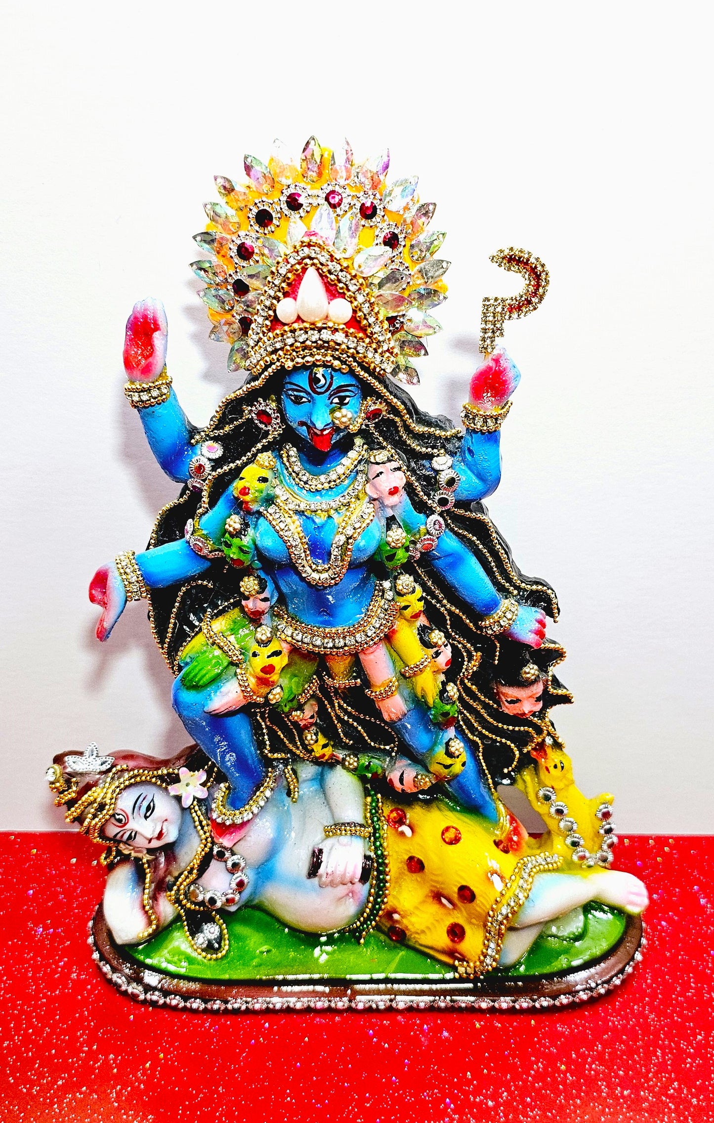 Rare hand decorated Goddess Kali Maa Lord Shiva Statue