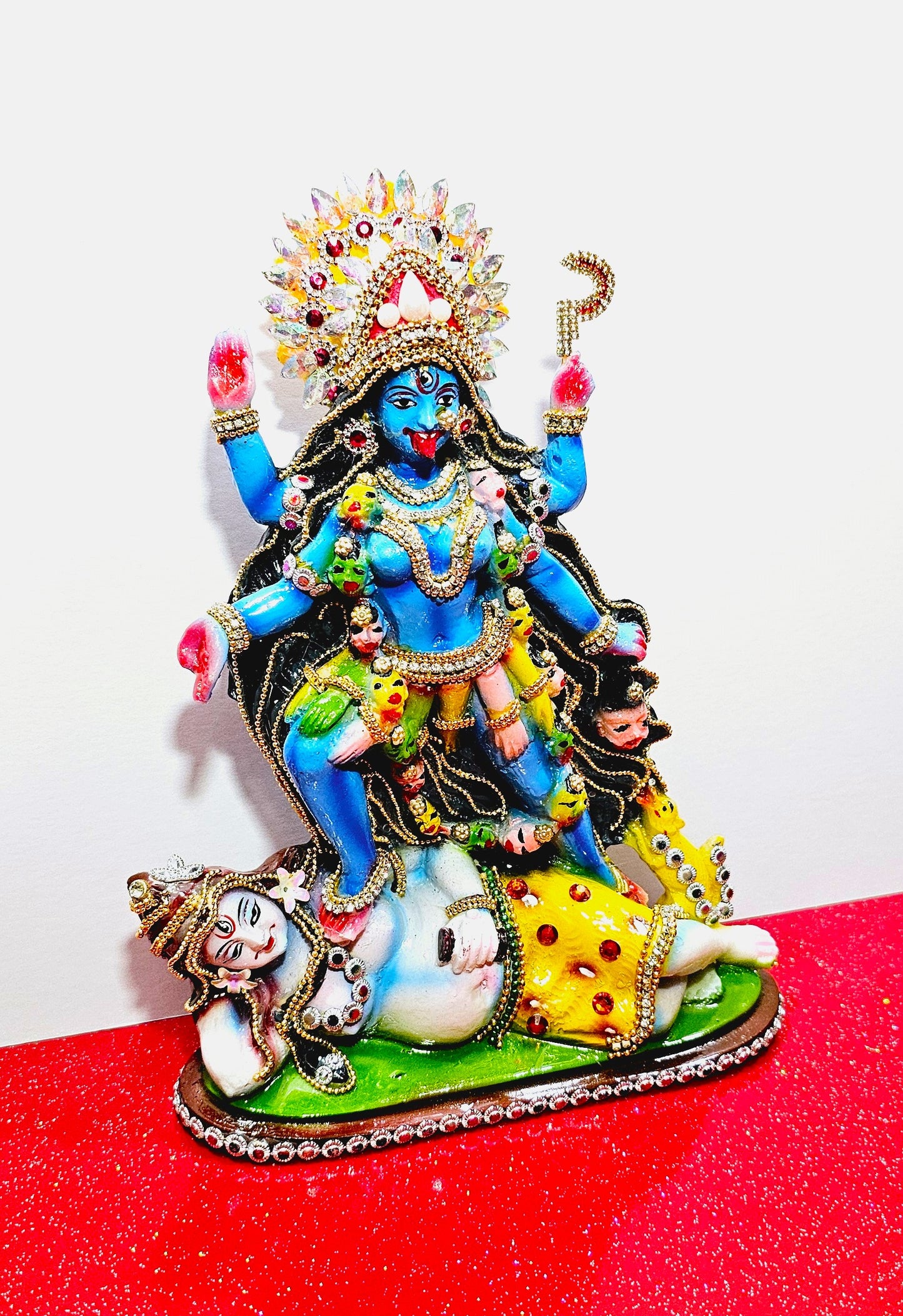 Rare hand decorated Goddess Kali Maa Lord Shiva Statue