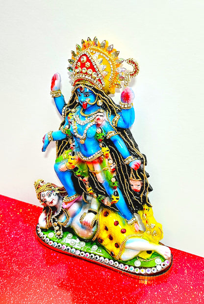 Rare hand decorated Goddess Kali Maa Lord Shiva Statue