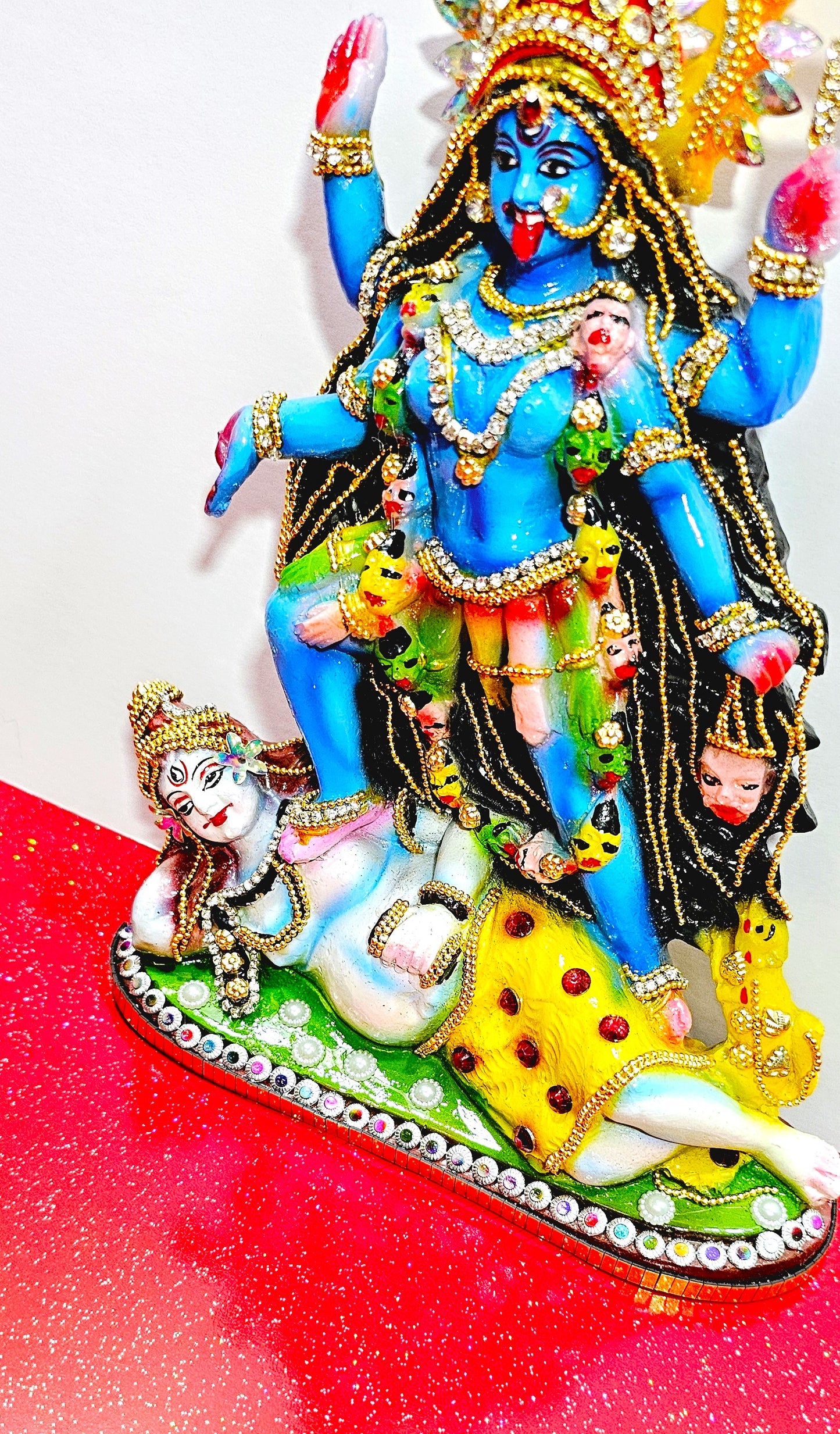 Rare hand decorated Goddess Kali Maa Lord Shiva Statue