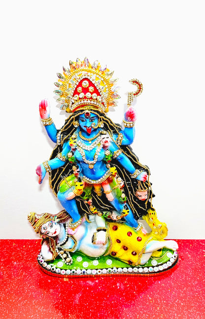 Rare hand decorated Goddess Kali Maa Lord Shiva Statue