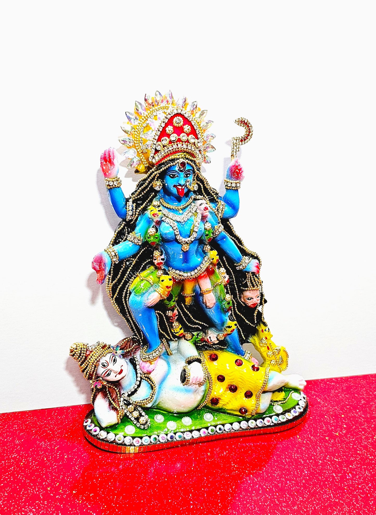 Rare hand decorated Goddess Kali Maa Lord Shiva Statue