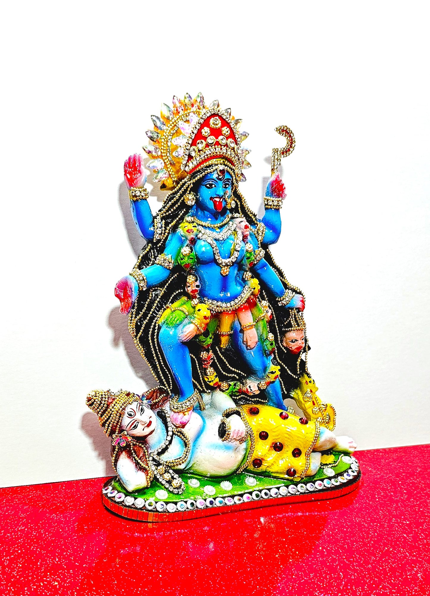 Rare hand decorated Goddess Kali Maa Lord Shiva Statue