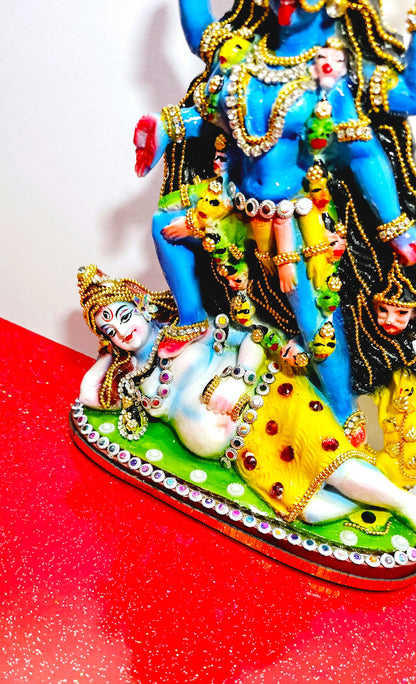 Rare hand decorated Goddess Kali Maa Lord Shiva Statue