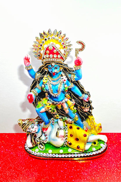 Rare hand decorated Goddess Kali Maa Lord Shiva Statue