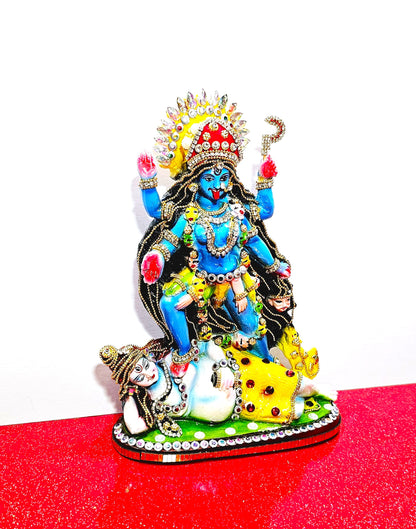 Rare hand decorated Goddess Kali Maa Lord Shiva Statue