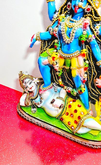 Rare hand decorated Goddess Kali Maa Lord Shiva Statue