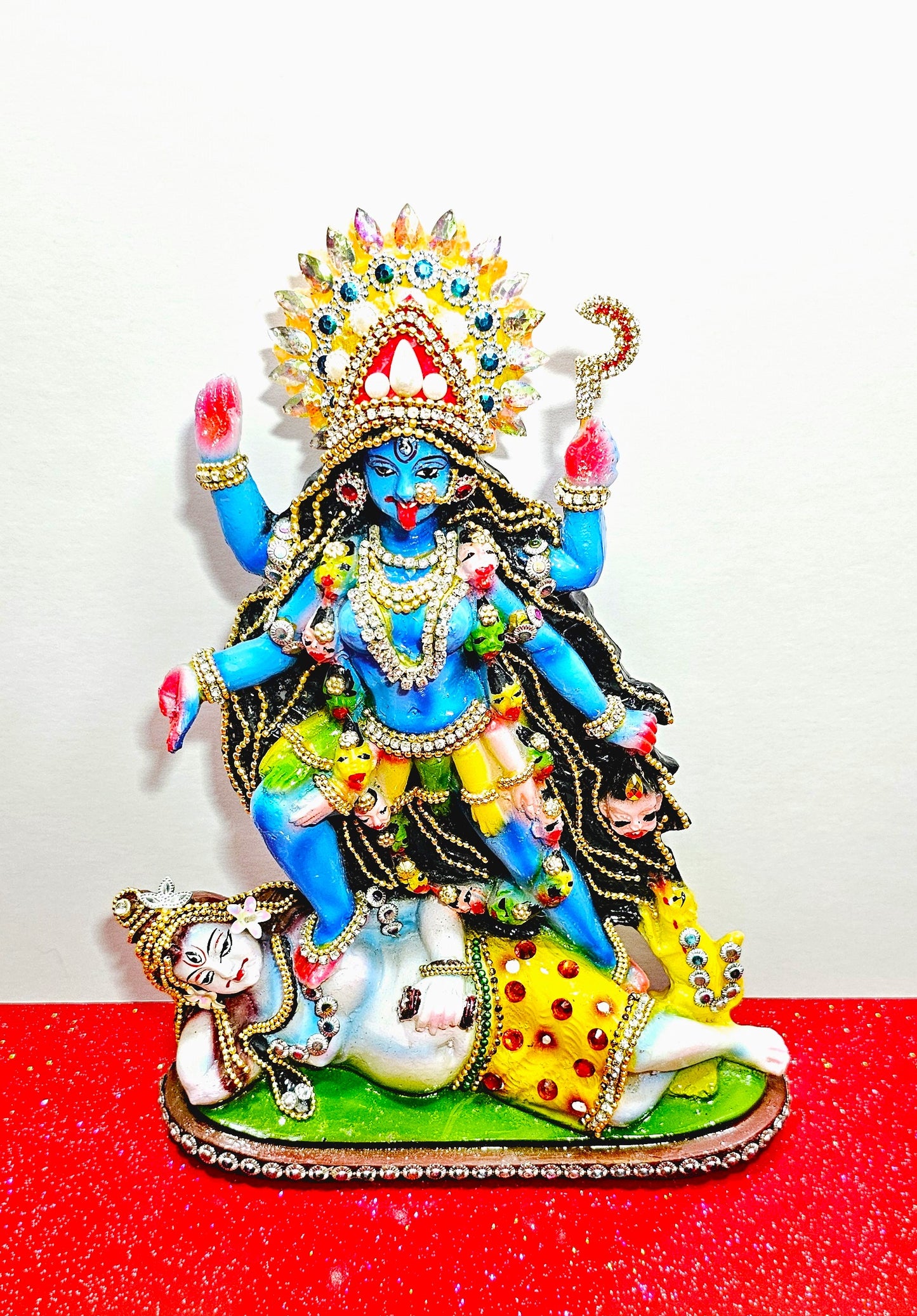 Rare hand decorated Goddess Kali Maa Lord Shiva Statue