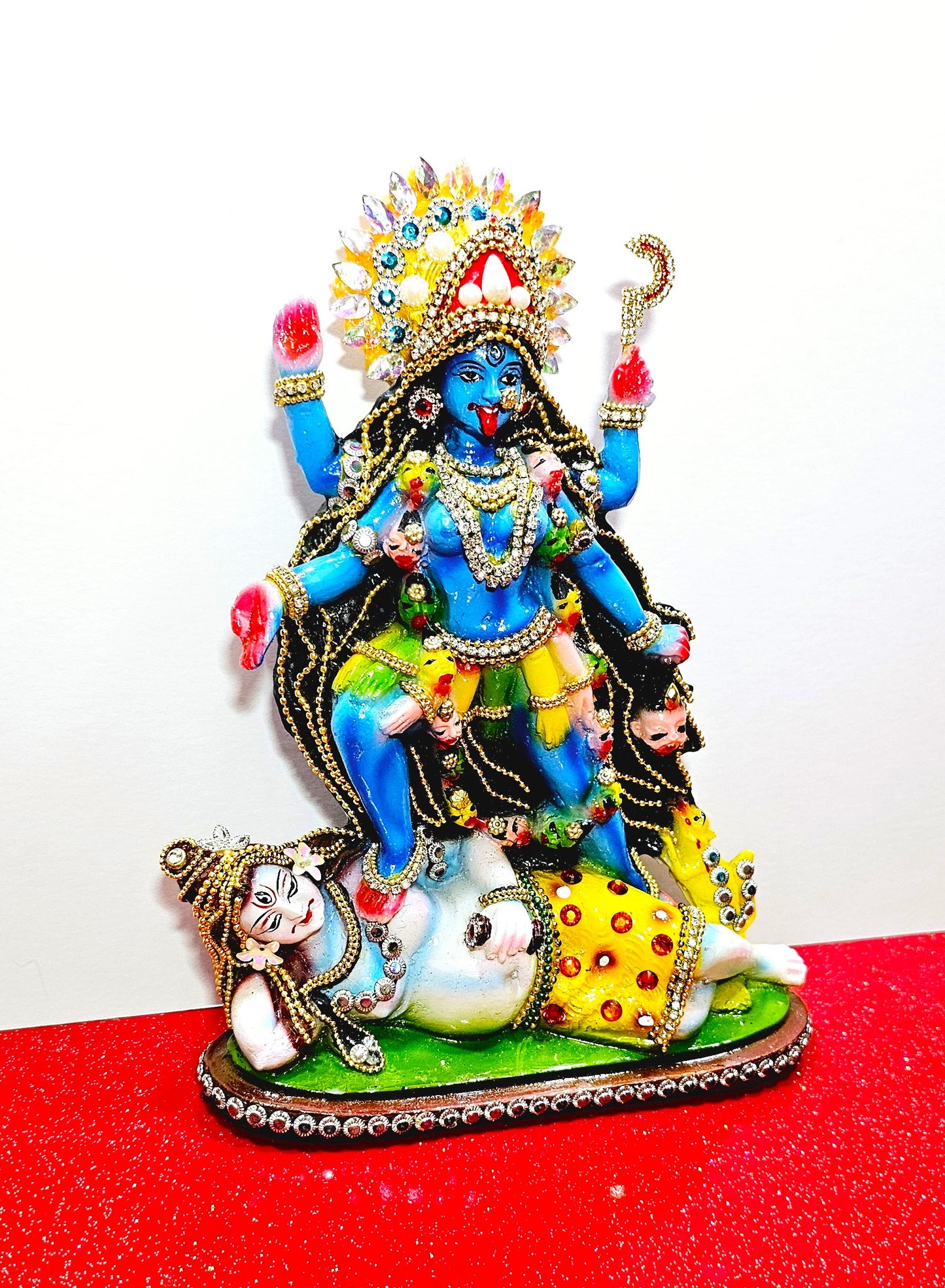 Rare hand decorated Goddess Kali Maa Lord Shiva Statue