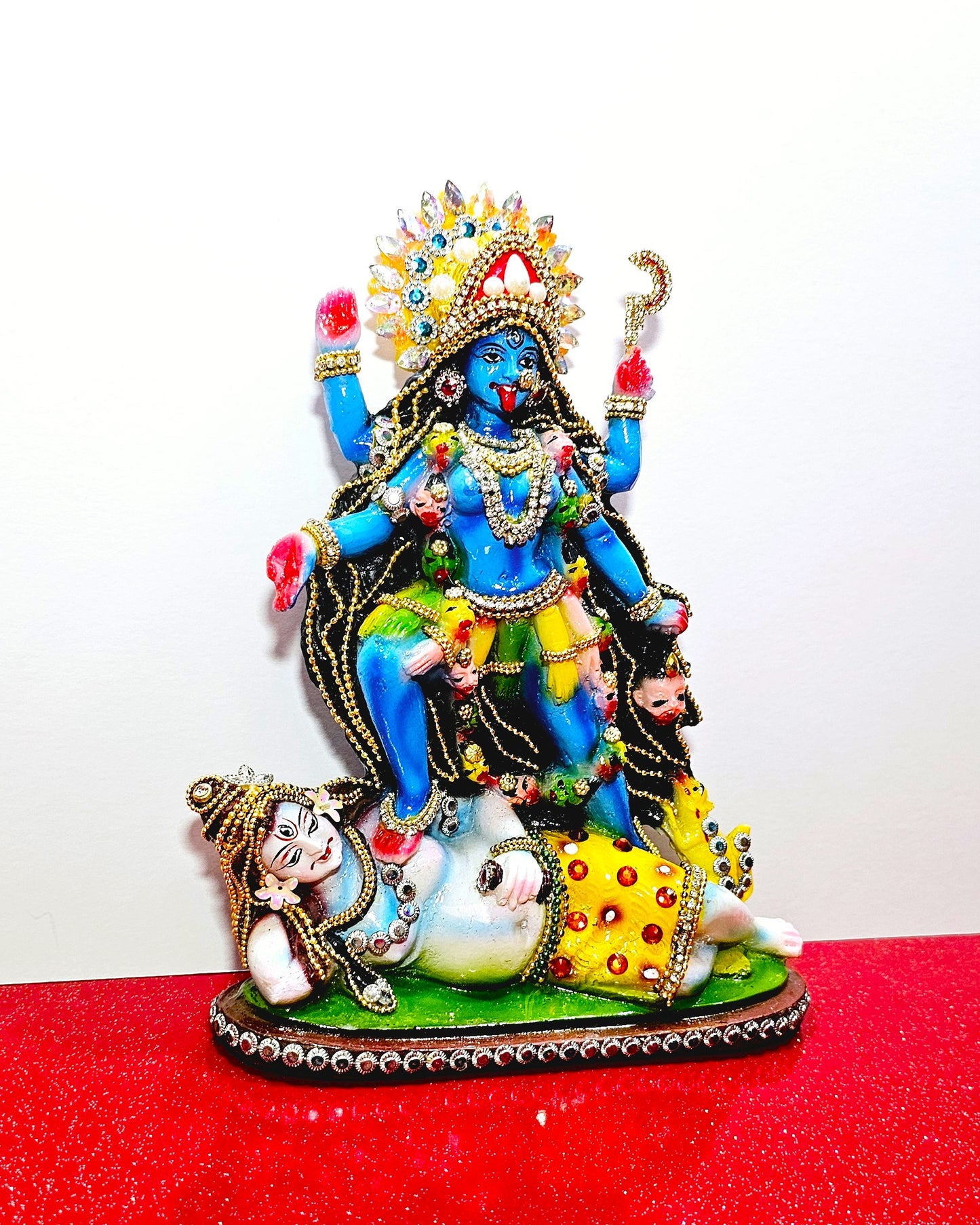 Rare hand decorated Goddess Kali Maa Lord Shiva Statue