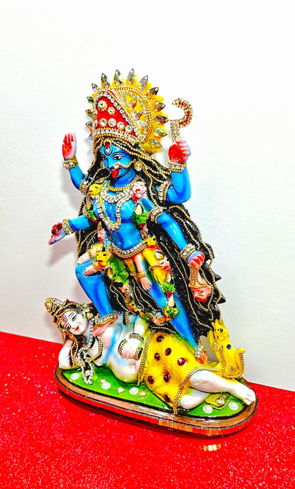 Rare hand decorated Goddess Kali Maa Lord Shiva Statue