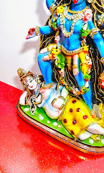 Rare hand decorated Goddess Kali Maa Lord Shiva Statue