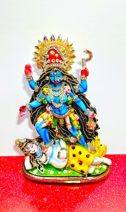 Rare hand decorated Goddess Kali Maa Lord Shiva Statue