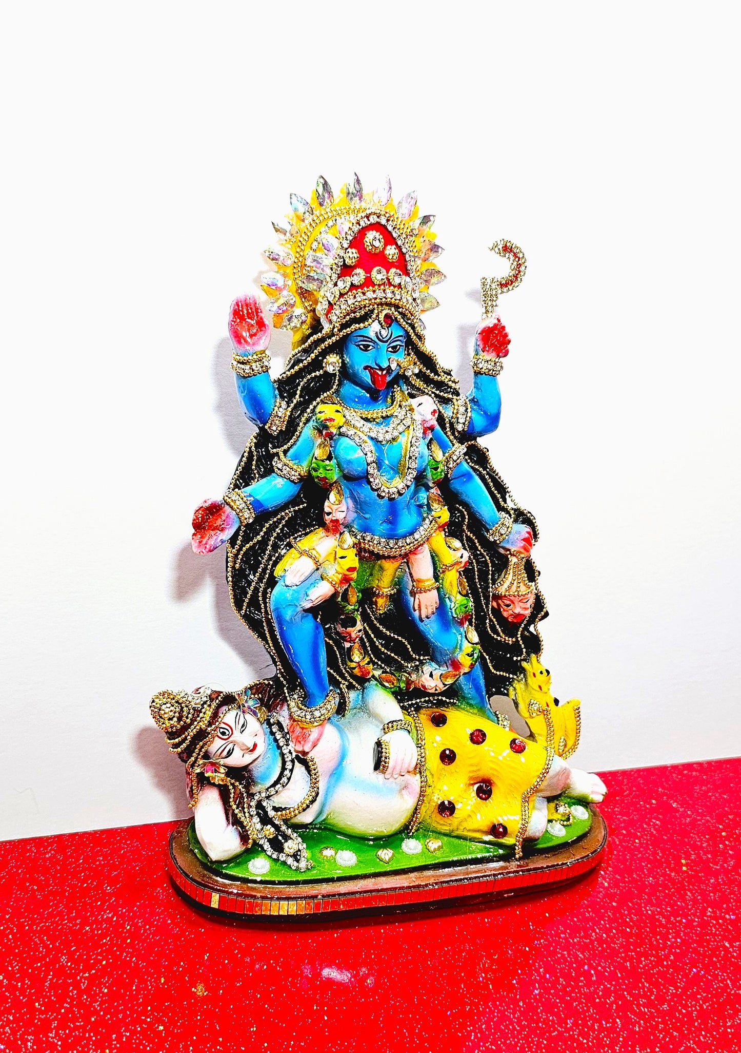 Rare hand decorated Goddess Kali Maa Lord Shiva Statue