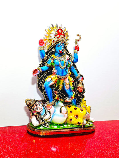 Rare hand decorated Goddess Kali Maa Lord Shiva Statue