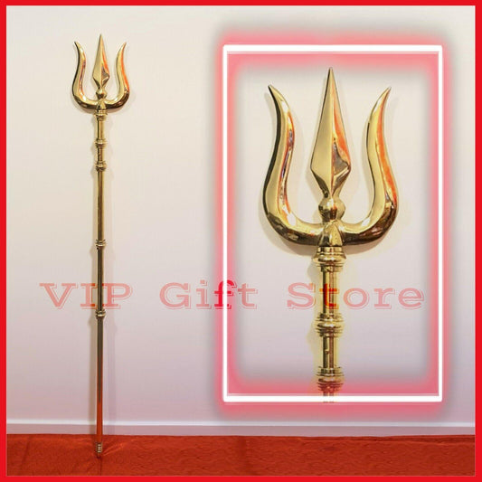 Lord Shiva Brass Trishul Trident 5 feet ft