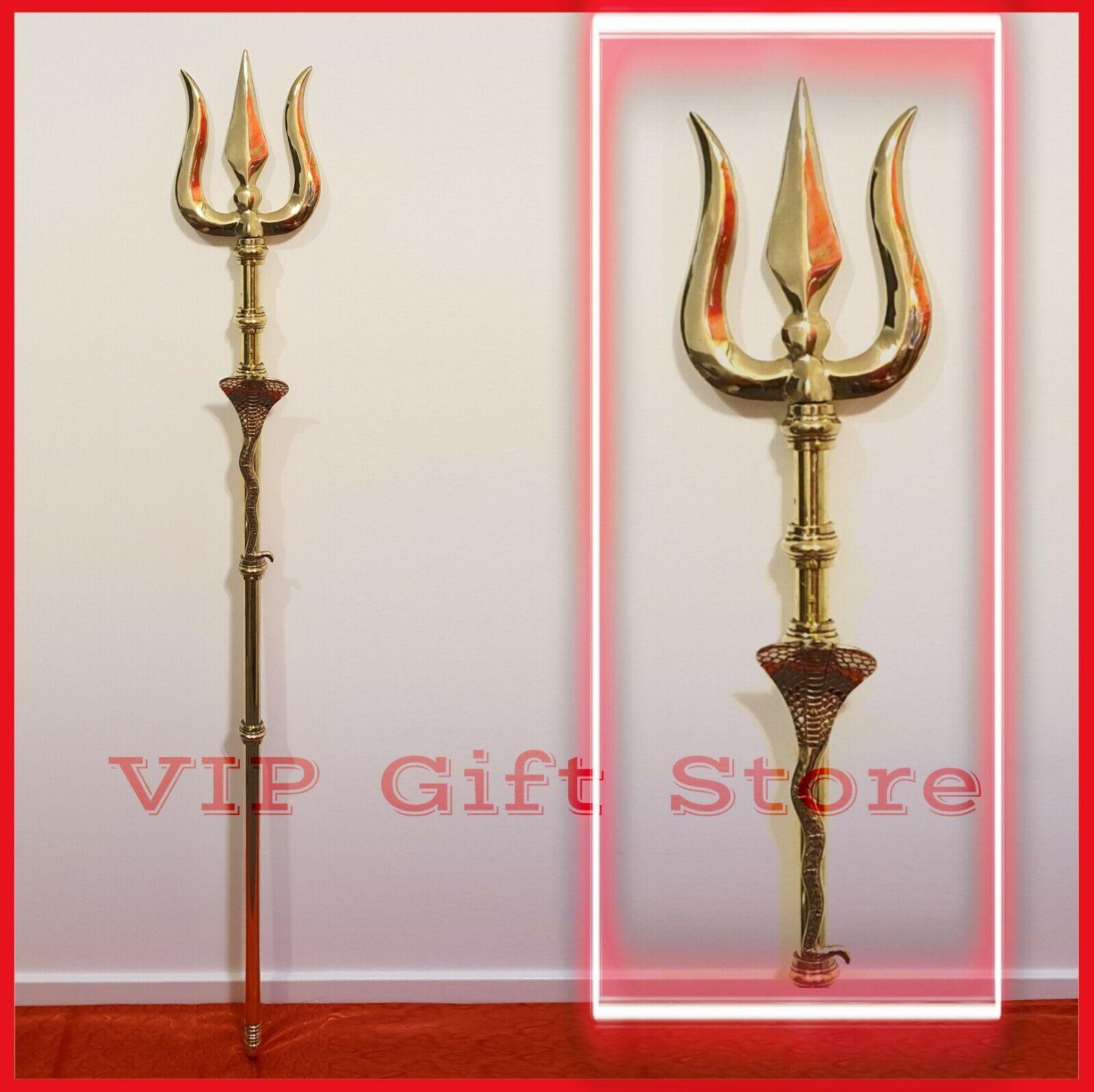 Lord Shiva Brass Trishul Trident 5 feet ft