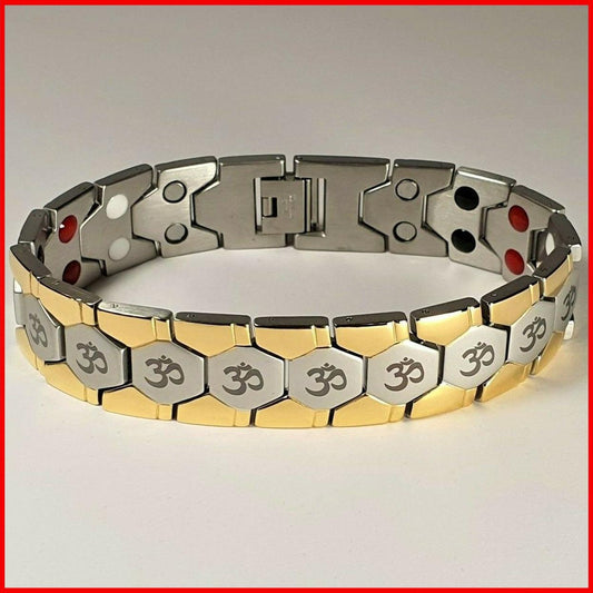 GOLD SILVER MENS OM BRACELET