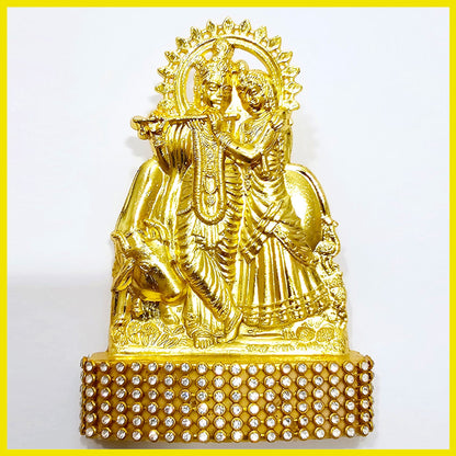 Radha Krishna Gold Statue