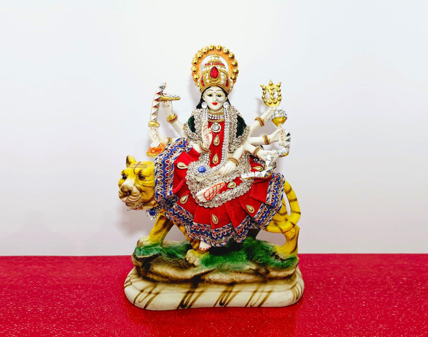 Rare Sherawali Mata ( Durga ) Decorated Statue