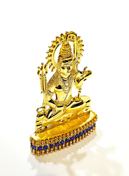 Lord Shiva , Rare Stone Decorated, Gold Plated Idol Statue