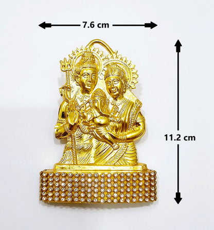 Shiv Parivar Rare Stone Decorated, Gold Plated Idol Statue