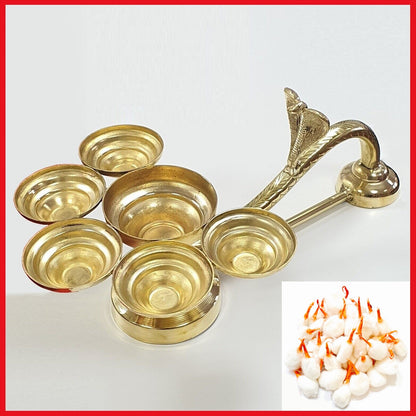 Large Brass Naag/Snake Kapoor/Dhoop Aarti Puja/Pooja/5 lamp Diya Diva