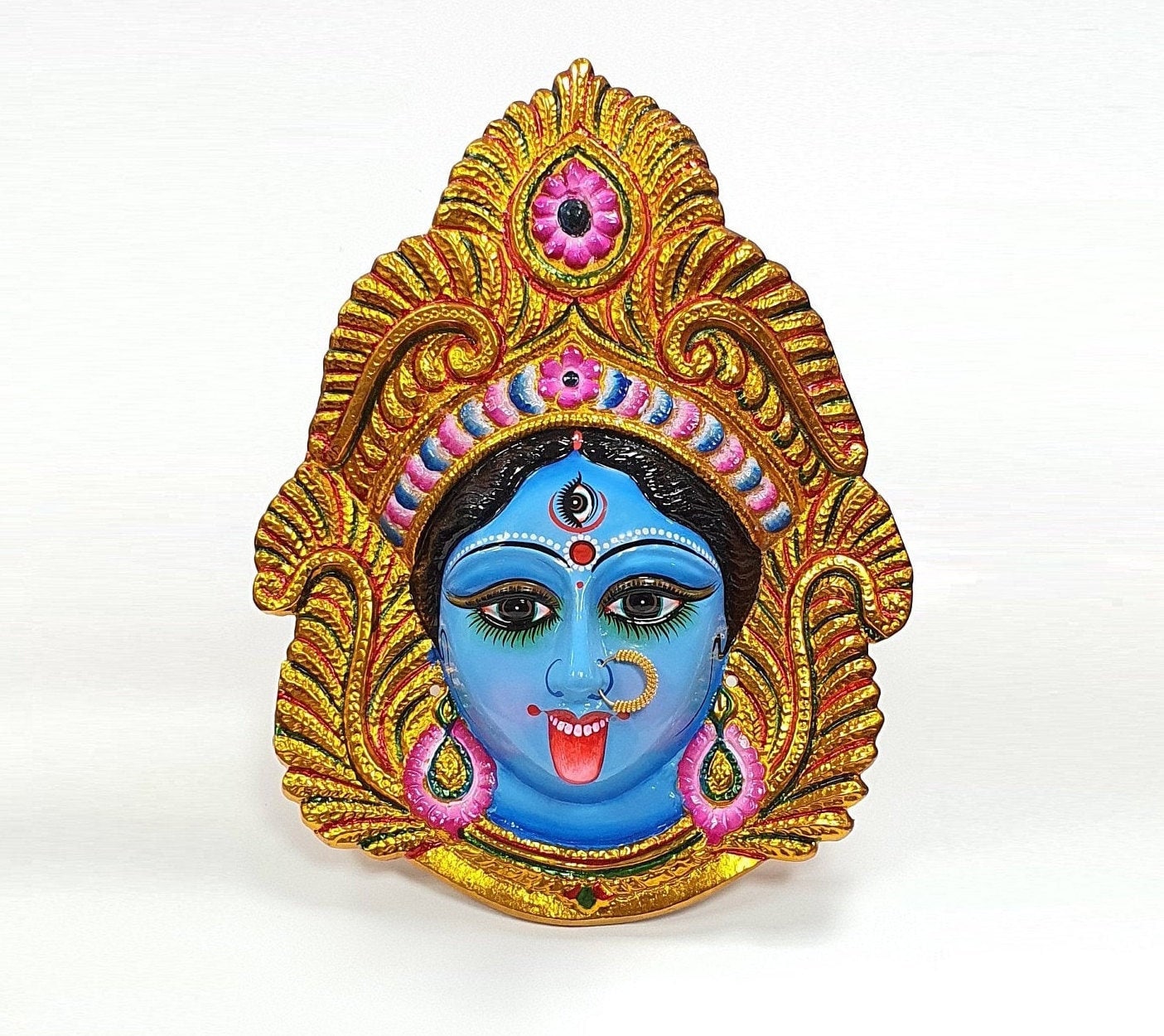 LARGE Rare Goddess Kali Maa/Mata ( Durga ) Wall Hanging Face With Nose Ring