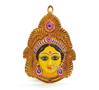 LARGE Rare Goddess Durga Wall Hanging Face With Large Nose Ring , Solid Alloy