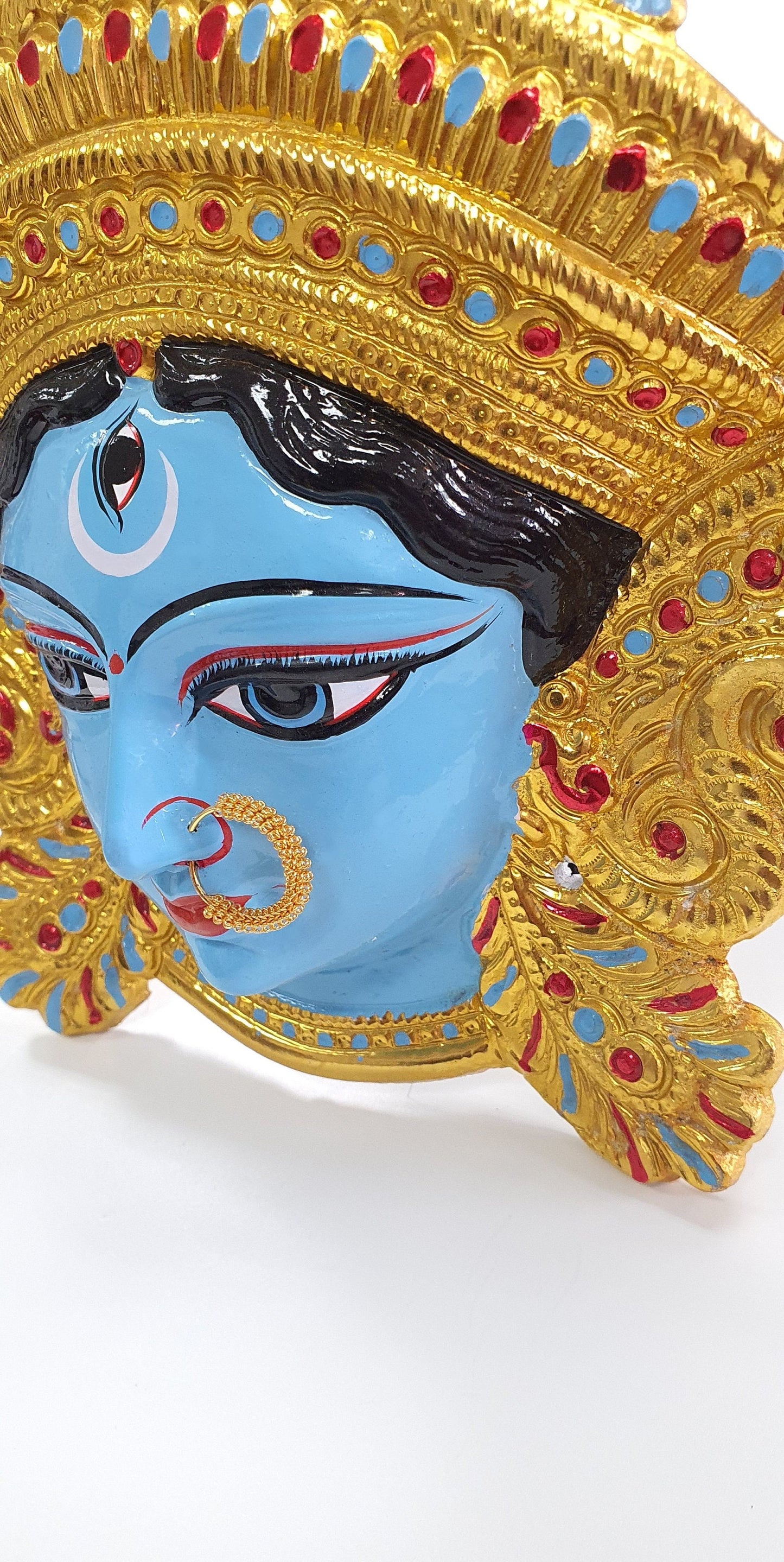 SIZE-M Goddess Durga ( Kali )  Wall Hanging Face With Nose Ring
