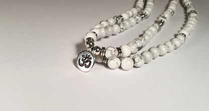 Hindu Om/Aum 108 Natural Gemstone Beaded Mala , Necklace/Bracelet