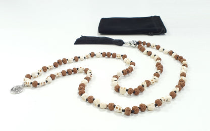 High Quality 6mm 108 beads, OM Logo Natural Rudraksha , Kali Mata/Shiva Mala