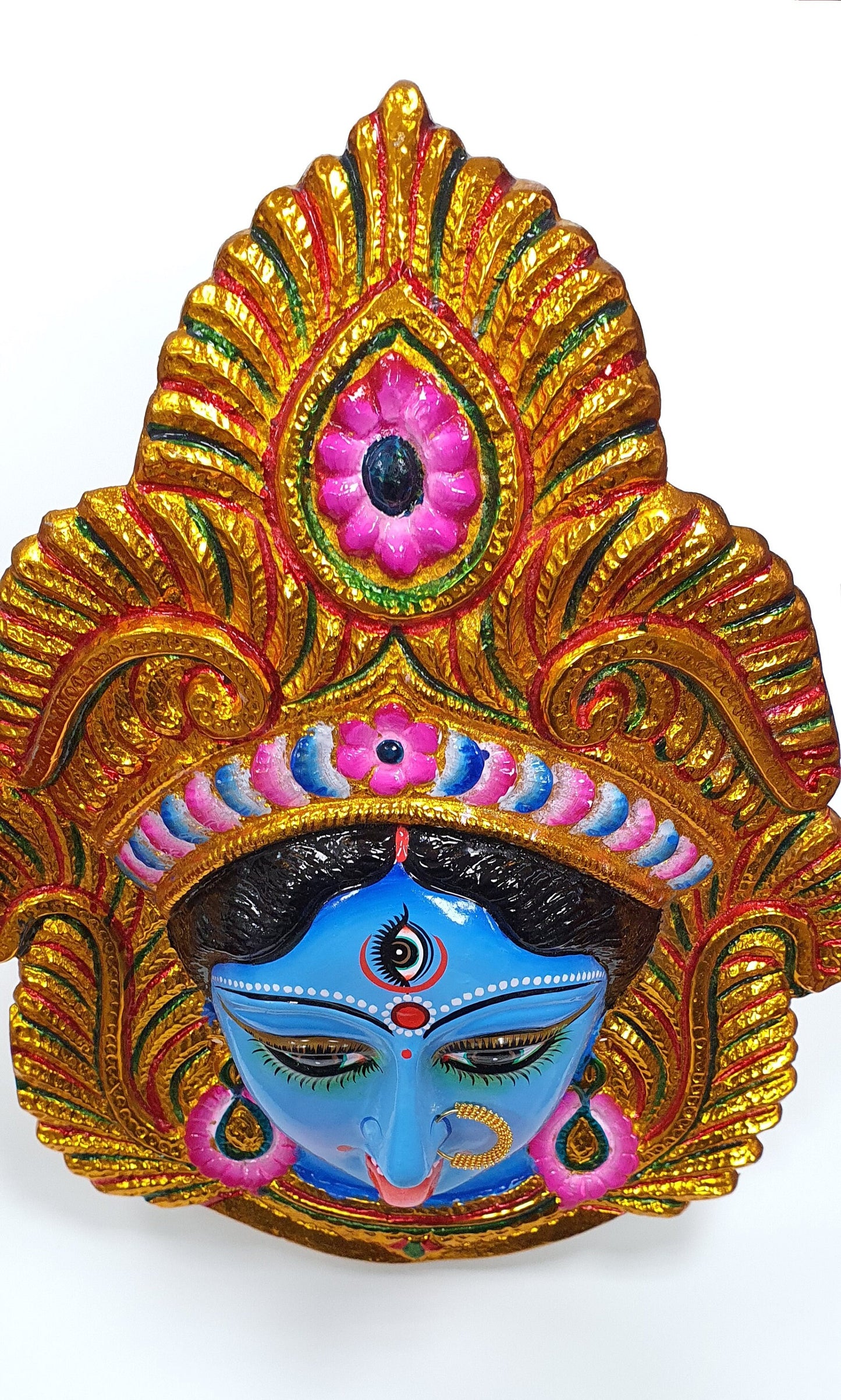 LARGE Rare Goddess Kali Maa/Mata ( Durga ) Wall Hanging Face With Nose Ring