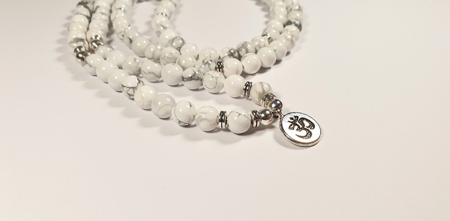 Hindu Om/Aum 108 Natural Gemstone Beaded Mala , Necklace/Bracelet