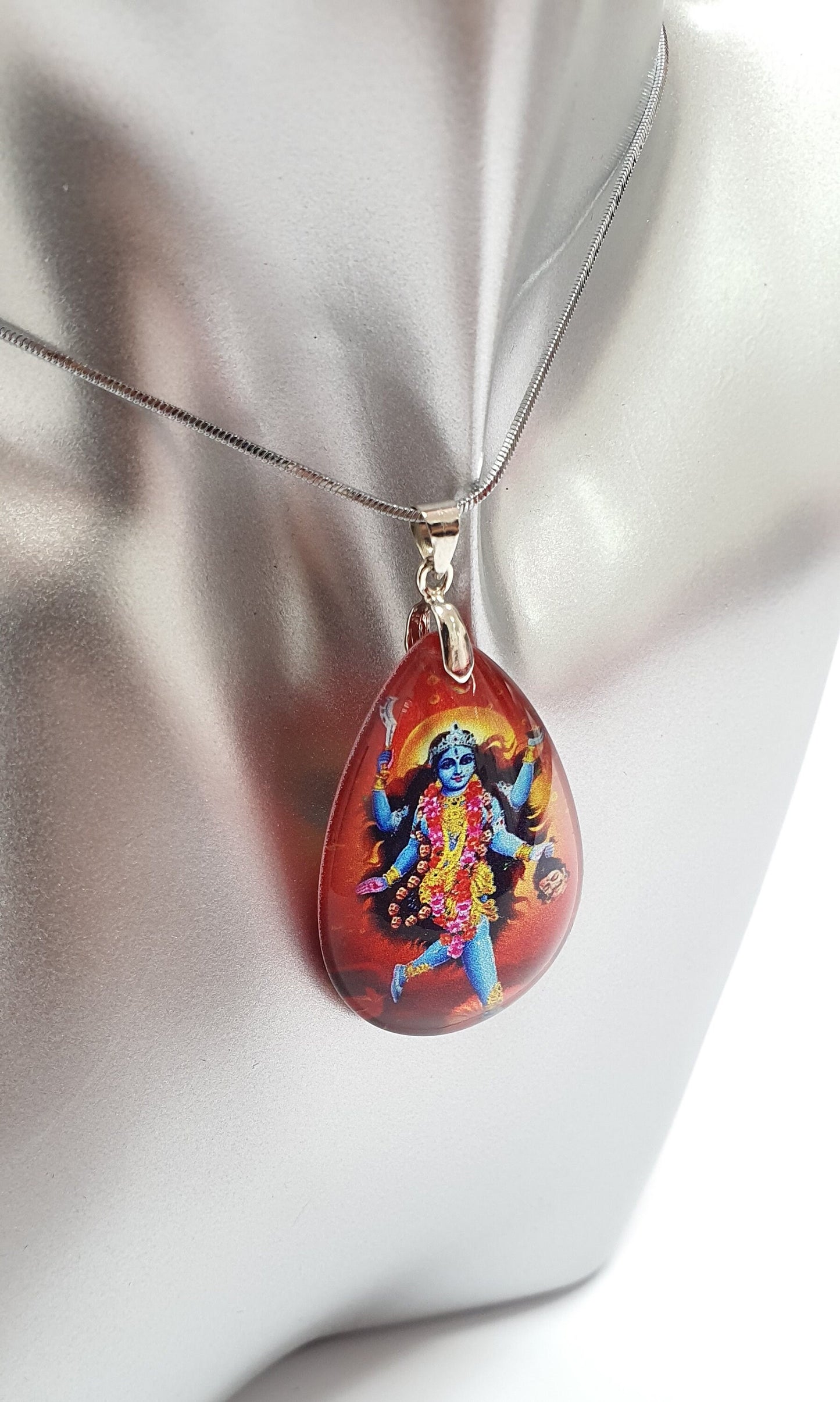 Goddess Kali Maa/Mata Crystal Pendant with Silver Chain , High Quality product