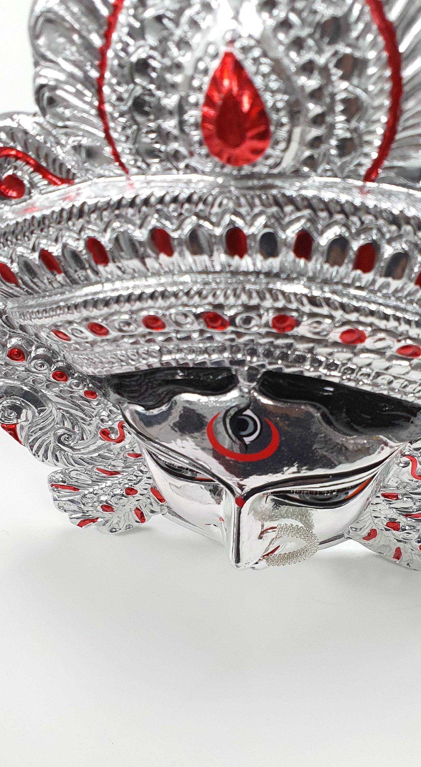 SIZE-M Goddess Durga ( Kali ) Rare Chrome/Silver Wall Hanging Face With Nose Ring
